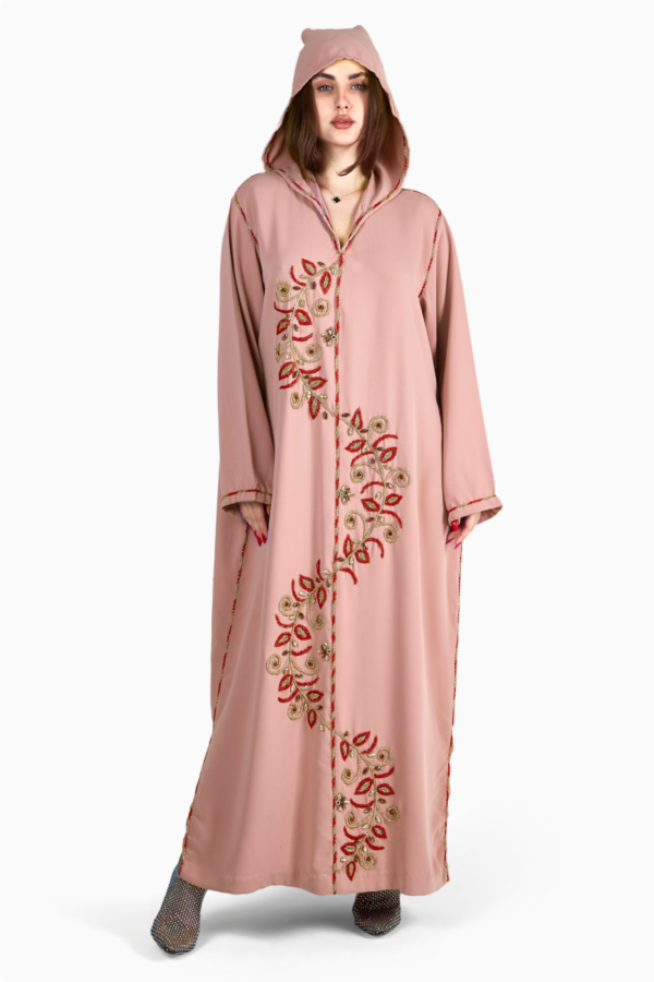 ⁦Summer Pink Kaftan with Hood⁩ - الصورة ⁦2⁩