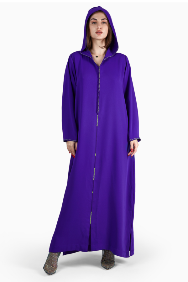 ⁦Summer Violet Kaftan with Hood⁩ - الصورة ⁦2⁩
