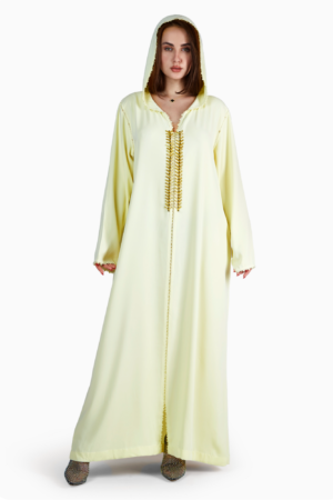 Summer Yellow Kaftan with Hood