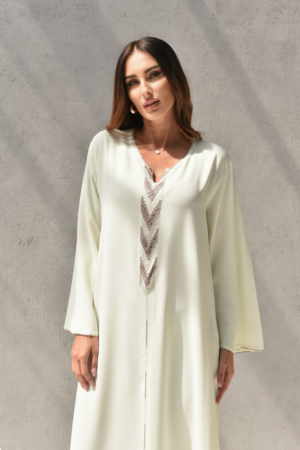 Beige & Brown Randa Kaftan