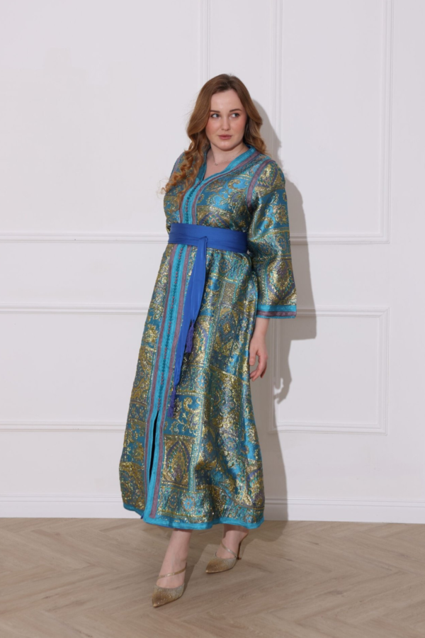 Kimono Inspired Turquoise Kaftan - Image 2