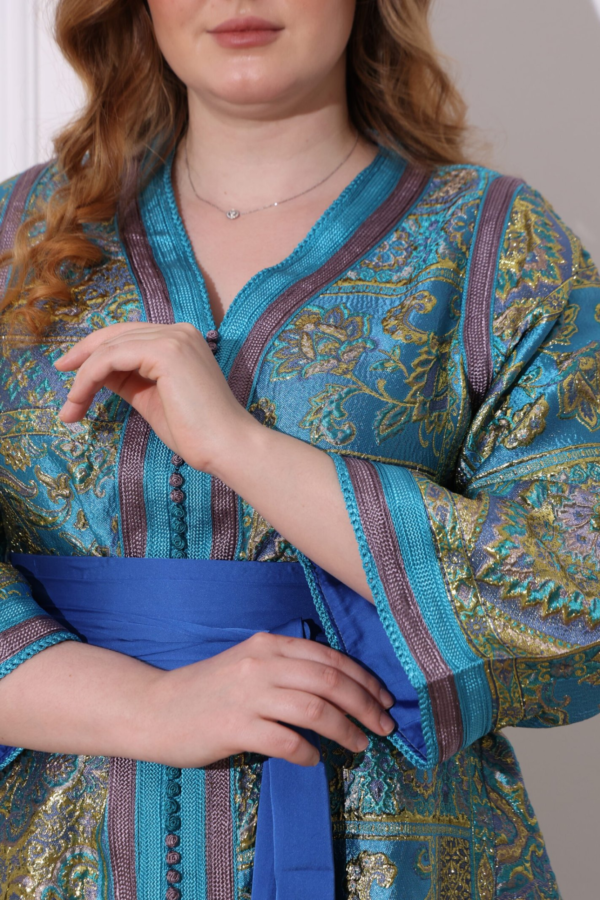 Kimono Inspired Turquoise Kaftan - Image 3