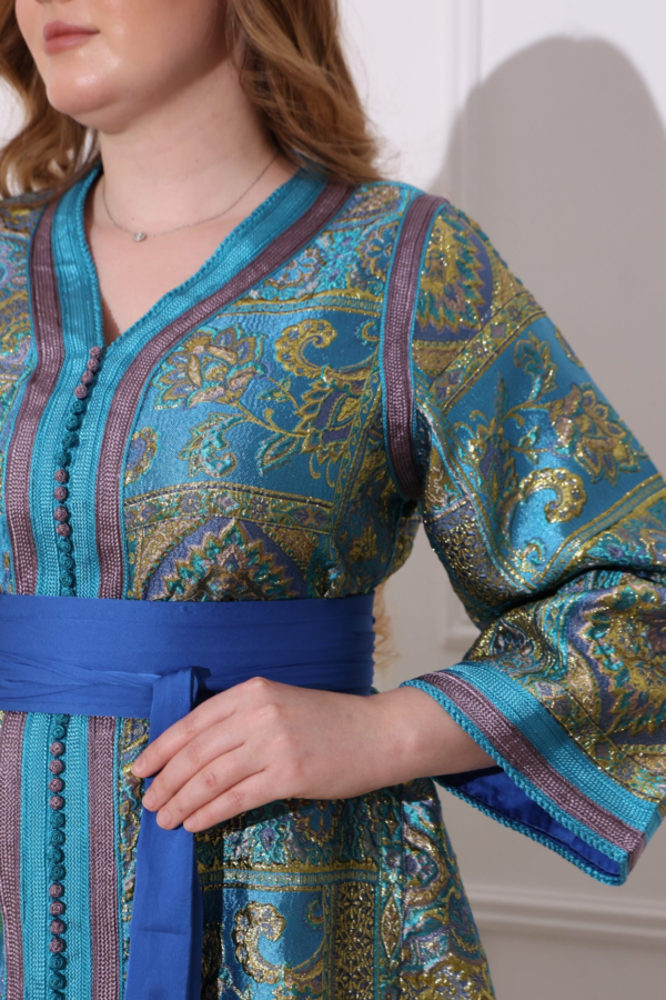 Kimono Inspired Turquoise Kaftan - Image 4