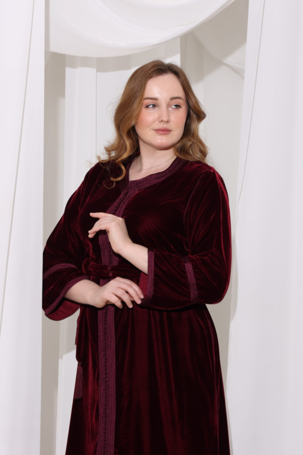 Dark Red Velvet Kaftan - Image 3