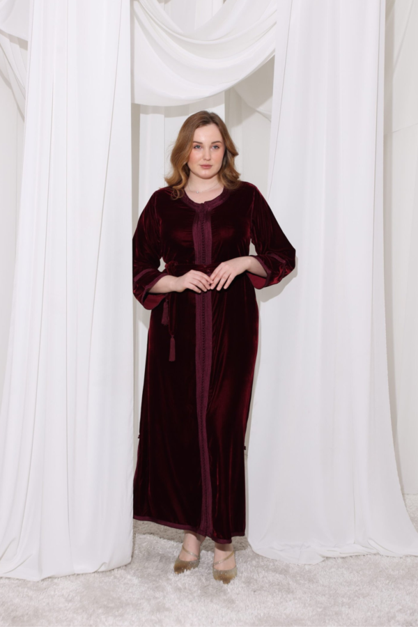 Dark Red Velvet Kaftan