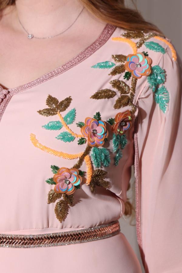 Colorful Beads Royal Pink Kaftan - Image 3