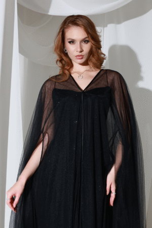 Black Sheer Cape for Layering