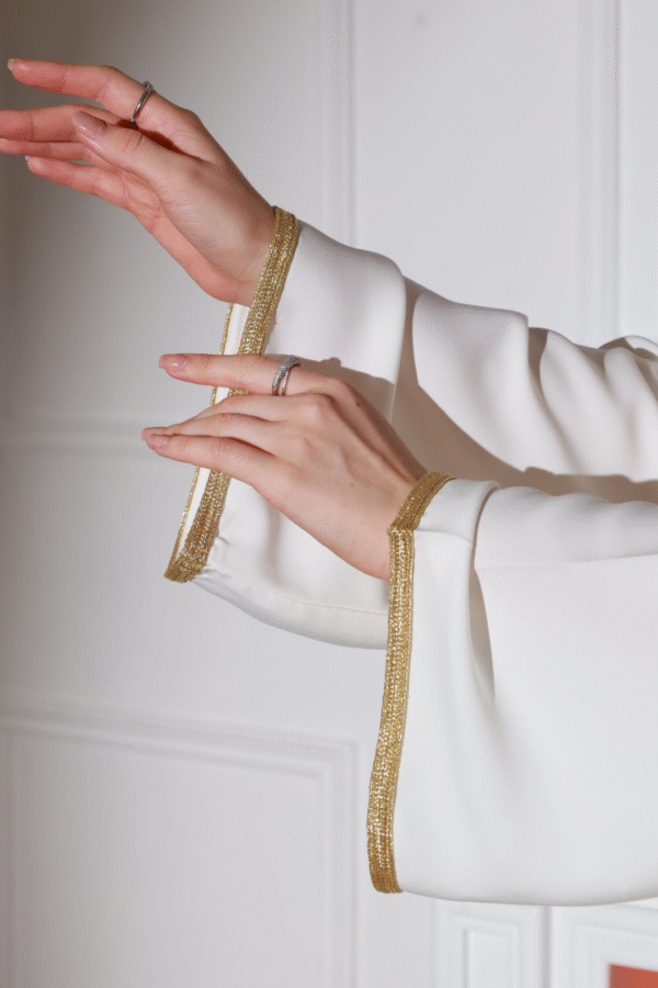 White & Gold Royal Kaftan - Image 3